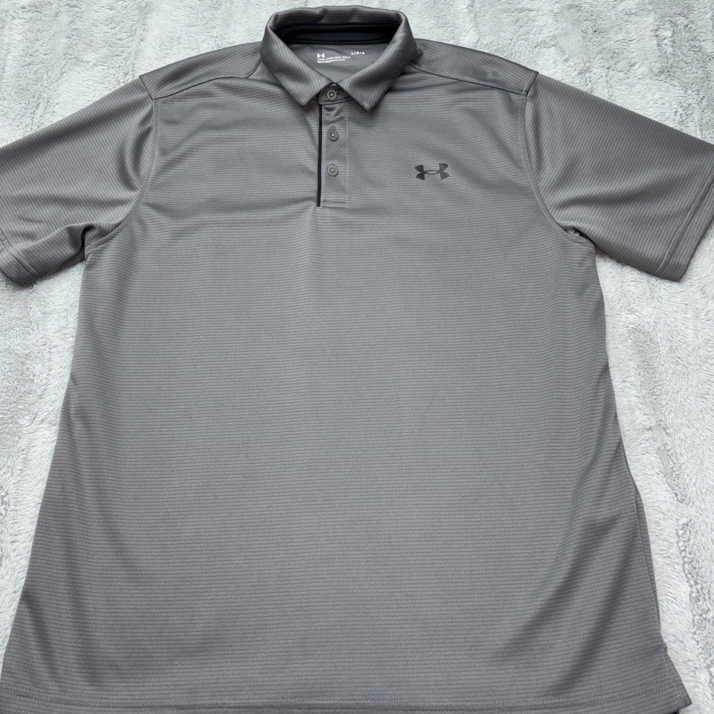 Under Armour Polo Shirt Mens L Gray Golf Casualโ Short Sleeve